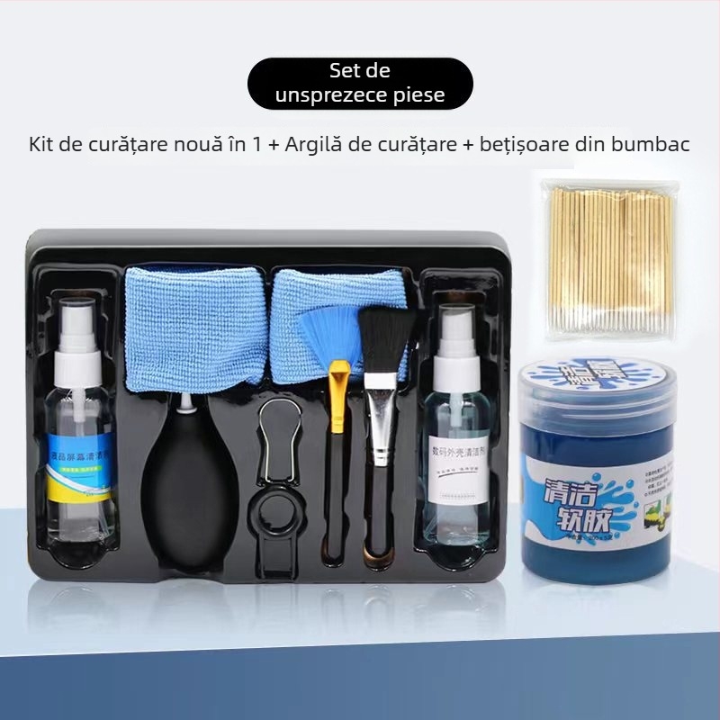 Set de curățare pentru computer cu nouă părți: curățitor pentru ecran, carcasa notebookului și unelte de curățare a tastaturii — Model Qjj-003; Brand Tide competition; Compatibil cu 21789048979