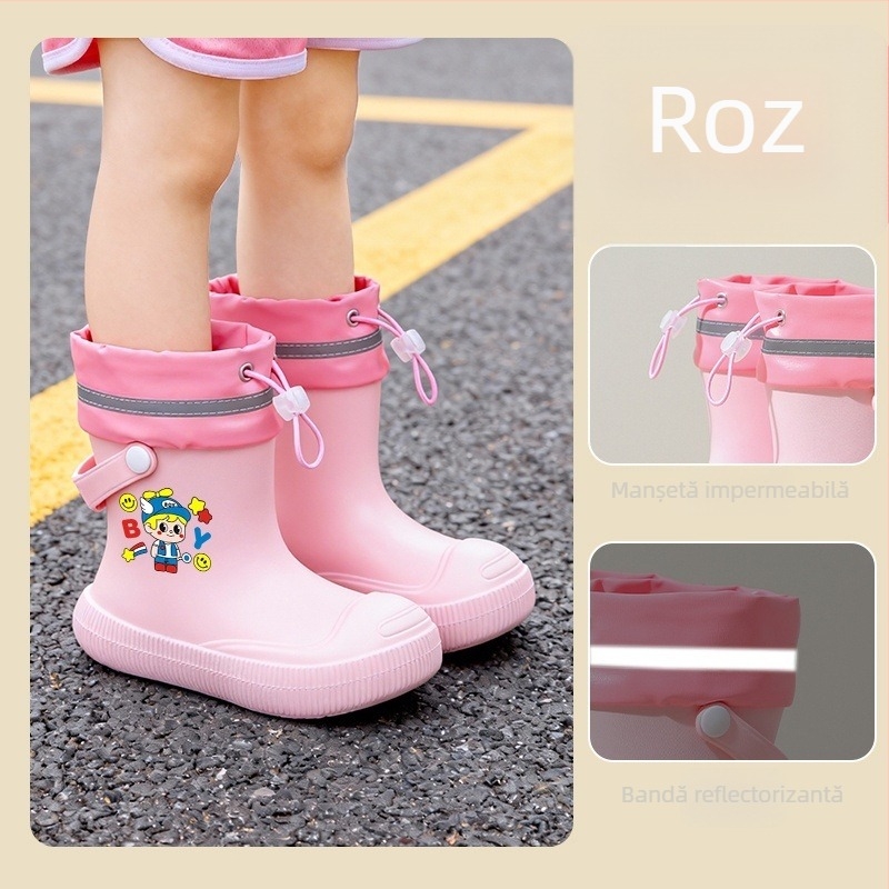 Pantofi de ploaie pentru copii – Model desen animat, partea superioară EVA, gleznă joasă, toc mic, pentru toate anotimpurile