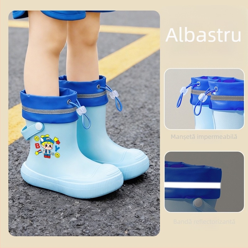 Pantofi de ploaie pentru copii – Model desen animat, partea superioară EVA, gleznă joasă, toc mic, pentru toate anotimpurile