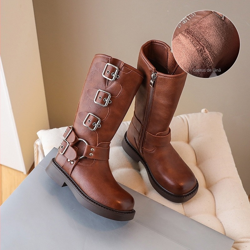 Ghete de copii moderne cu partea superioară PU, talpă din cauciuc, fermoar lateral, anti-derapante și rezistente la uzură