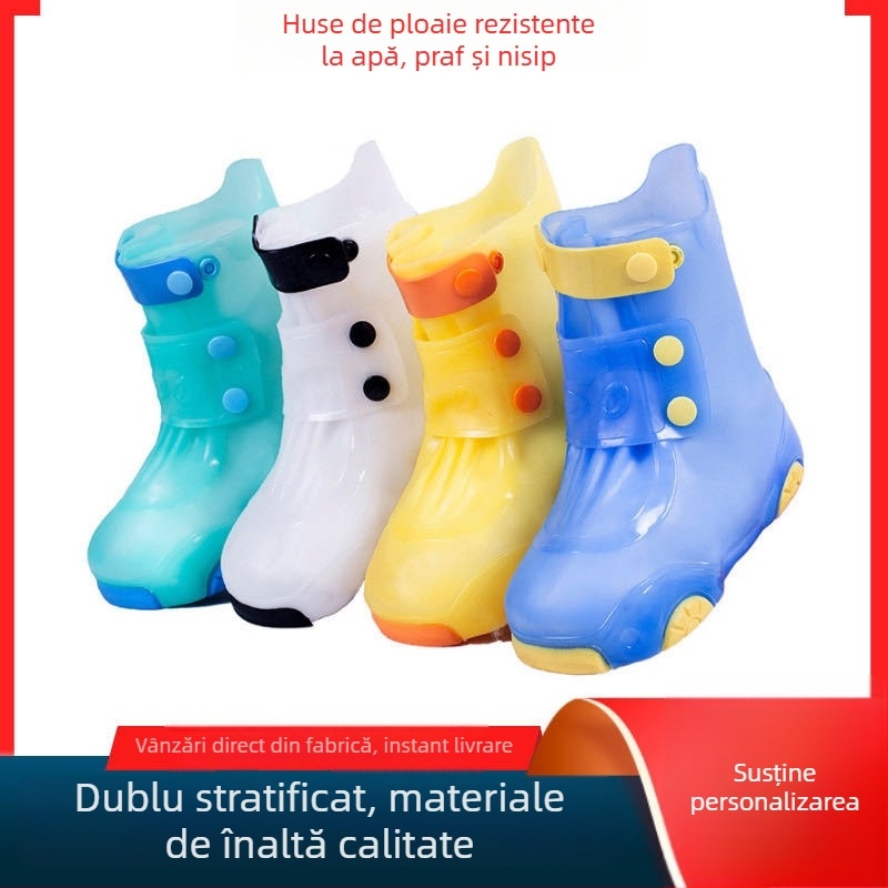 Protecții impermeabile pentru încălțăminte, talpă dublă antiderapantă, protecție împotriva nisipului, construcție din silicon întărită, pentru adulți și copii