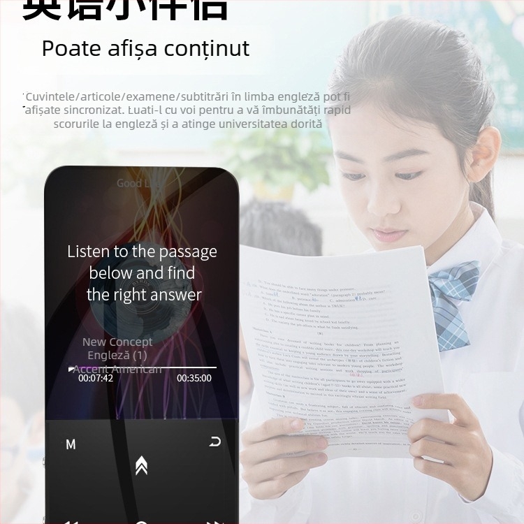 Bluetooth MP4 player cu touchscreen, redare MP3/MP4, cititor de cărți electronice, ceas de alarmă