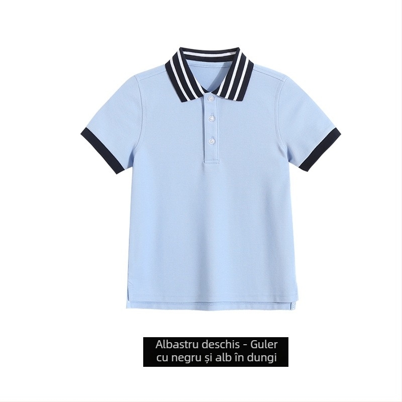 Tricou polo pentru uniformă școlară (din bumbac; unisex; vară 2025; pentru elevi gimnaziu peste 8 ani)