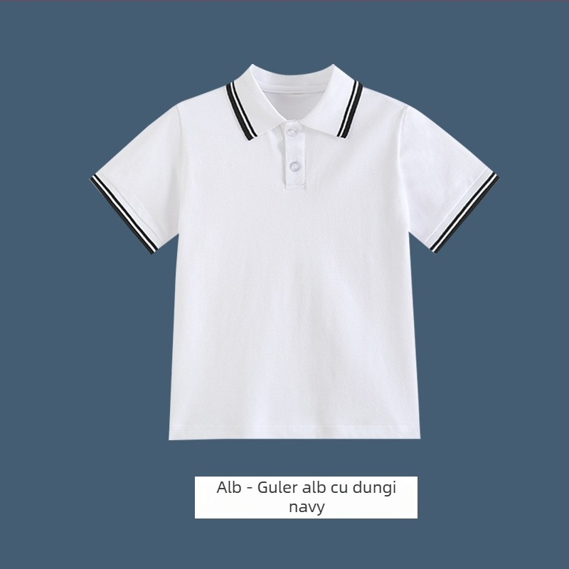 Tricou polo pentru uniformă școlară (din bumbac; unisex; vară 2025; pentru elevi gimnaziu peste 8 ani)