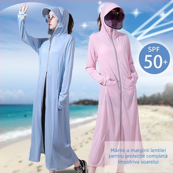 Cardigan lung pentru femei, protecție UV, respirabil, uscare rapidă, poliester