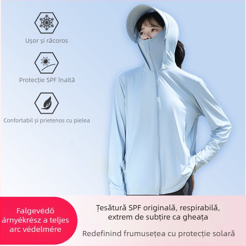 Jachetă exterioară cu protecție solară, cu glugă, din nylon 81-95% pentru pescuit