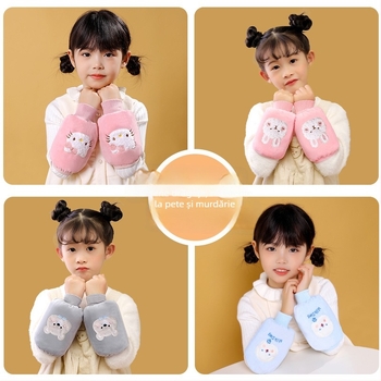 Protecții pentru brațe din flanel pentru copii – model Cartoon, anti-murdărie, toamnă-iarnă, brodate