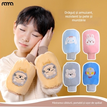 Protecții pentru brațe din flanel pentru copii – model Cartoon, anti-murdărie, toamnă-iarnă, brodate