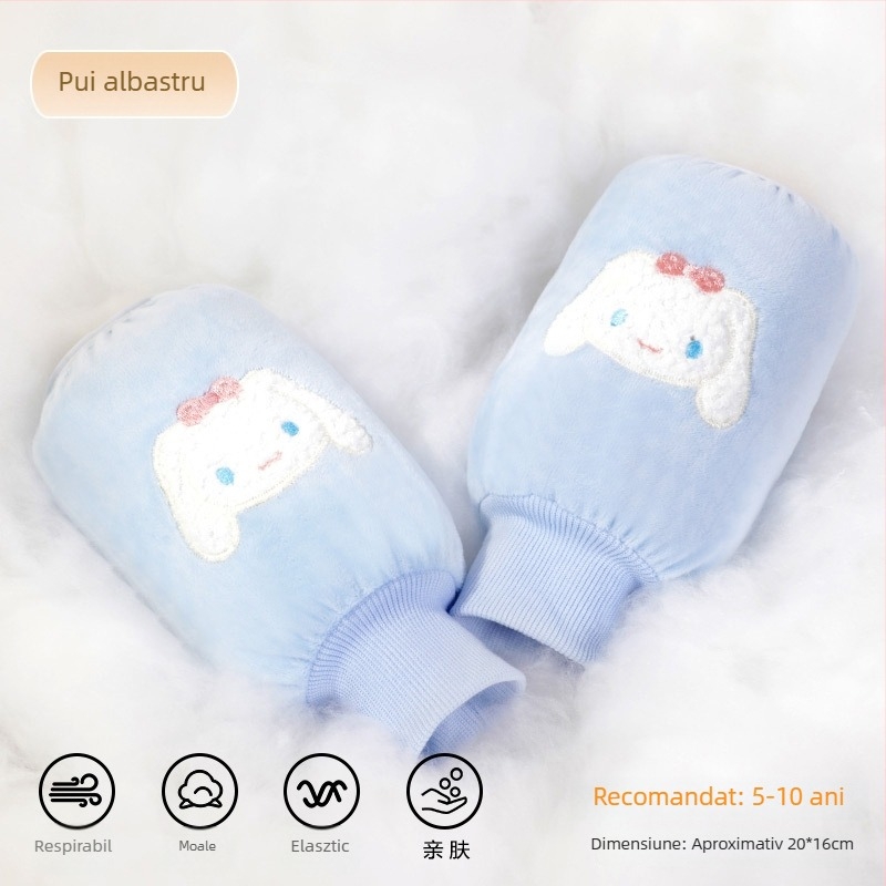 Protecții pentru brațe din flanel pentru copii – model Cartoon, anti-murdărie, toamnă-iarnă, brodate