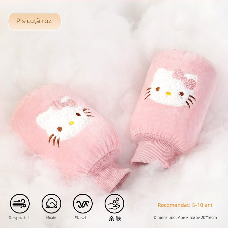 Protecții pentru brațe din flanel pentru copii – model Cartoon, anti-murdărie, toamnă-iarnă, brodate