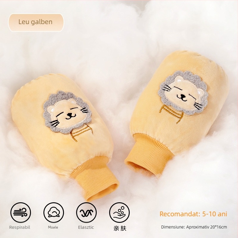 Protecții pentru brațe din flanel pentru copii – model Cartoon, anti-murdărie, toamnă-iarnă, brodate