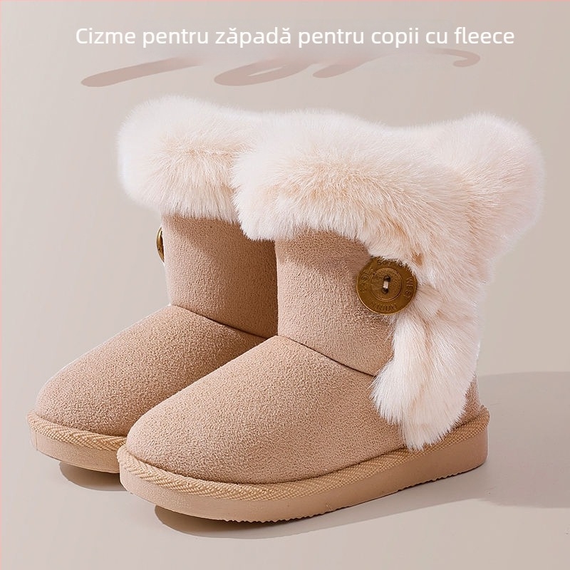 Ghete de copii pentru gleznă cu nubuk pe partea superioară și talpă din plastic, stil neutru, pentru 1-3 ani