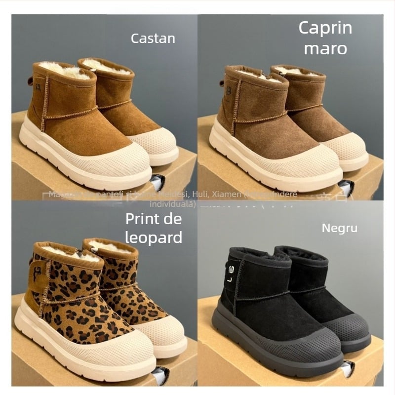 Ghete de zăpadă unisex, partea superioară căptușită cu blană, talpă EVA, slip-on, pentru copii 4–16 ani, toamnă