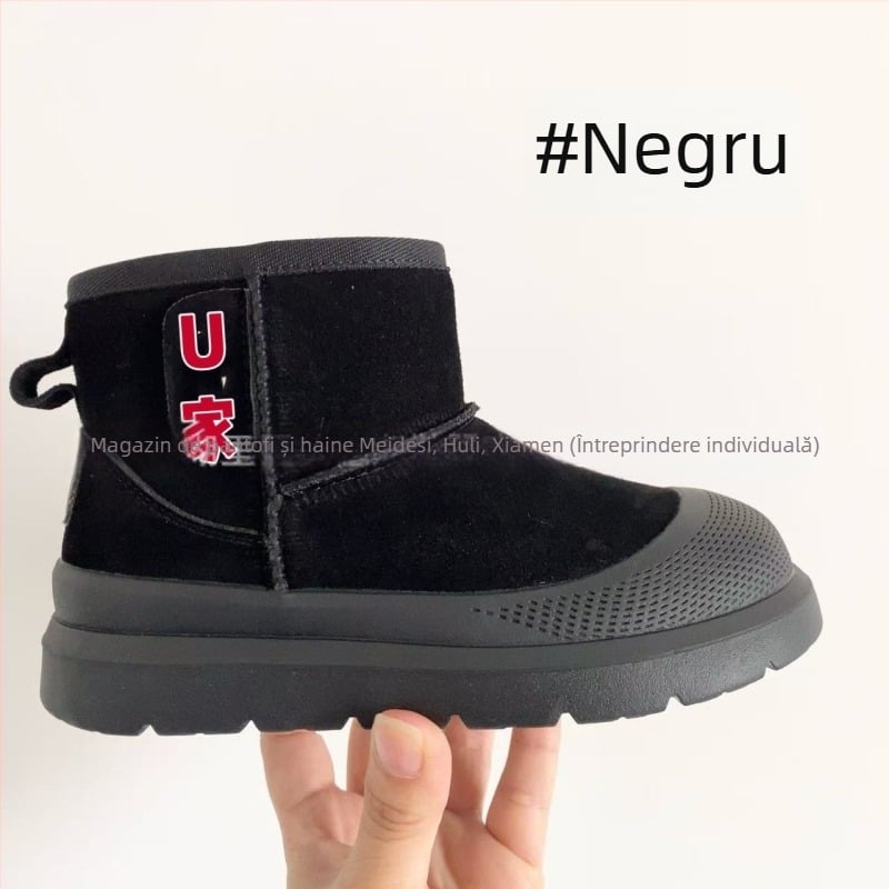 Ghete de zăpadă unisex, partea superioară căptușită cu blană, talpă EVA, slip-on, pentru copii 4–16 ani, toamnă