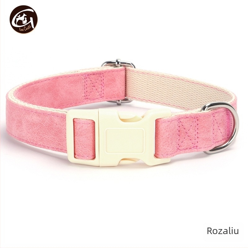 Set zgardă și lesă pentru câini din piele, reglabil, Glow Castle / Flash Castle