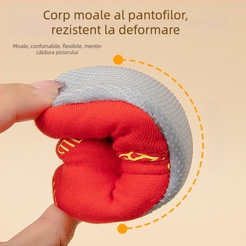 Pantofi bebeluși cu talpă moale, din material textil, căptuți cu fleece, antialunecare, unisex, pentru 6–12 luni
