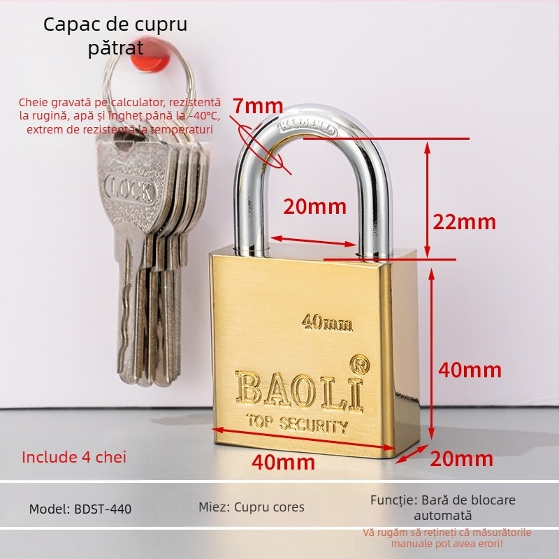Lacăt de siguranță Type C, corp din fier, BAOLI, stil lux