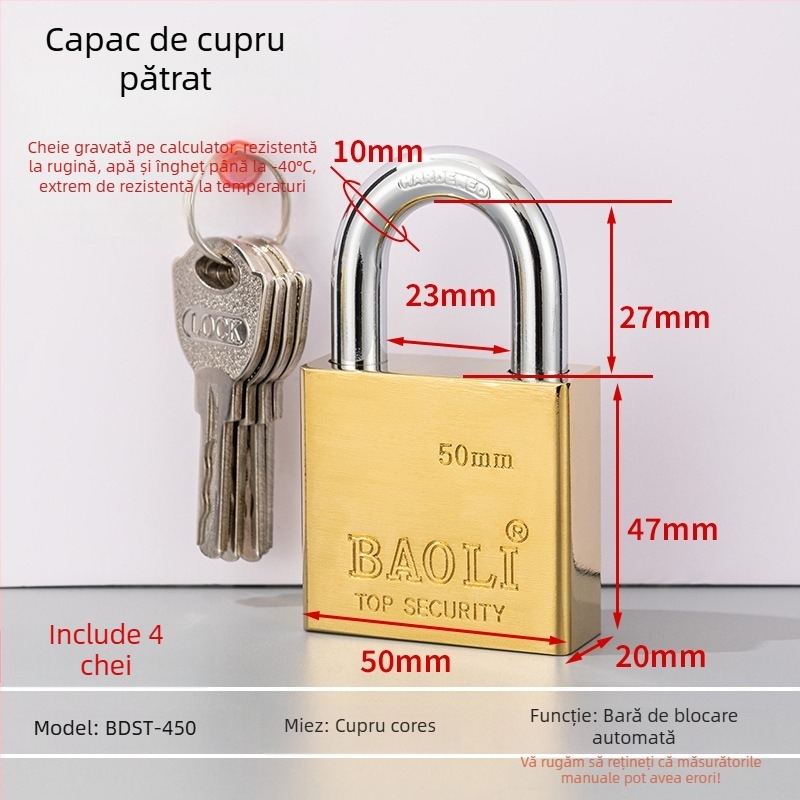 Lacăt de siguranță Type C, corp din fier, BAOLI, stil lux