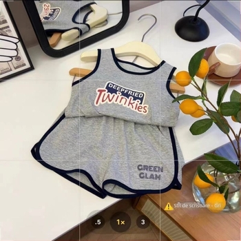 Set din două piese pentru copii, fără mâneci, stil coreean, top fără mâneci și șorturi, vară casual, bumbac 91–95%