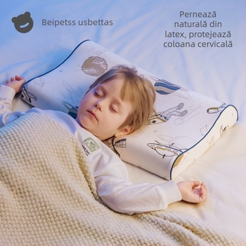 Beptides pernă din latex natural pentru copii și sugari, formă dreptunghiulară, nucleu din bumbac pur, conținut latex peste 90%, greutate 1–2 kg