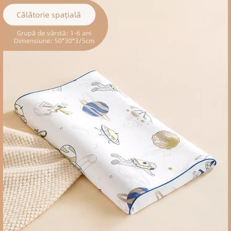 Beptides pernă din latex natural pentru copii și sugari, formă dreptunghiulară, nucleu din bumbac pur, conținut latex peste 90%, greutate 1–2 kg