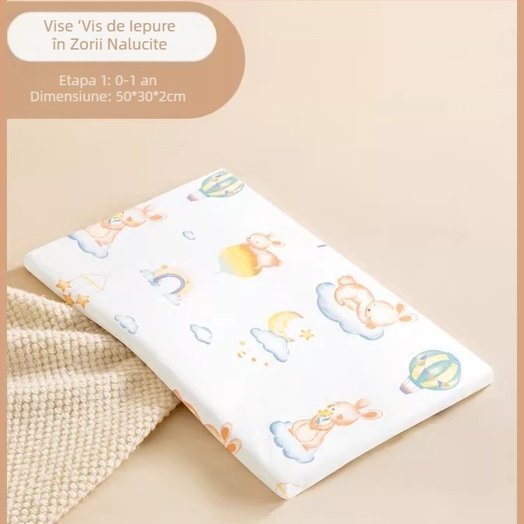 Beptides pernă din latex natural pentru copii și sugari, formă dreptunghiulară, nucleu din bumbac pur, conținut latex peste 90%, greutate 1–2 kg