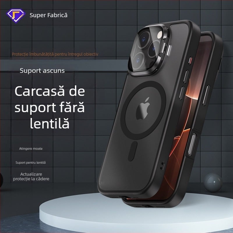 Husă pentru telefon cu suport pentru ochelari, compatibilă cu iPhone 16 – senzație de piele, magnetic, protecție completă, design luxos