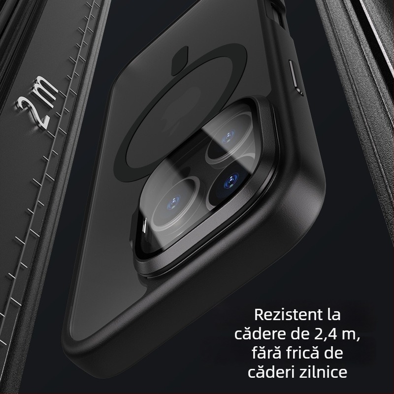 Husă pentru telefon cu suport pentru ochelari, compatibilă cu iPhone 16 – senzație de piele, magnetic, protecție completă, design luxos