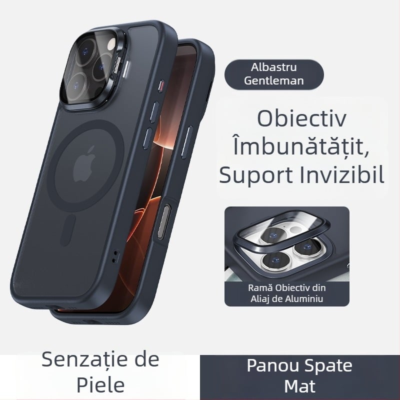 Husă pentru telefon cu suport pentru ochelari, compatibilă cu iPhone 16 – senzație de piele, magnetic, protecție completă, design luxos