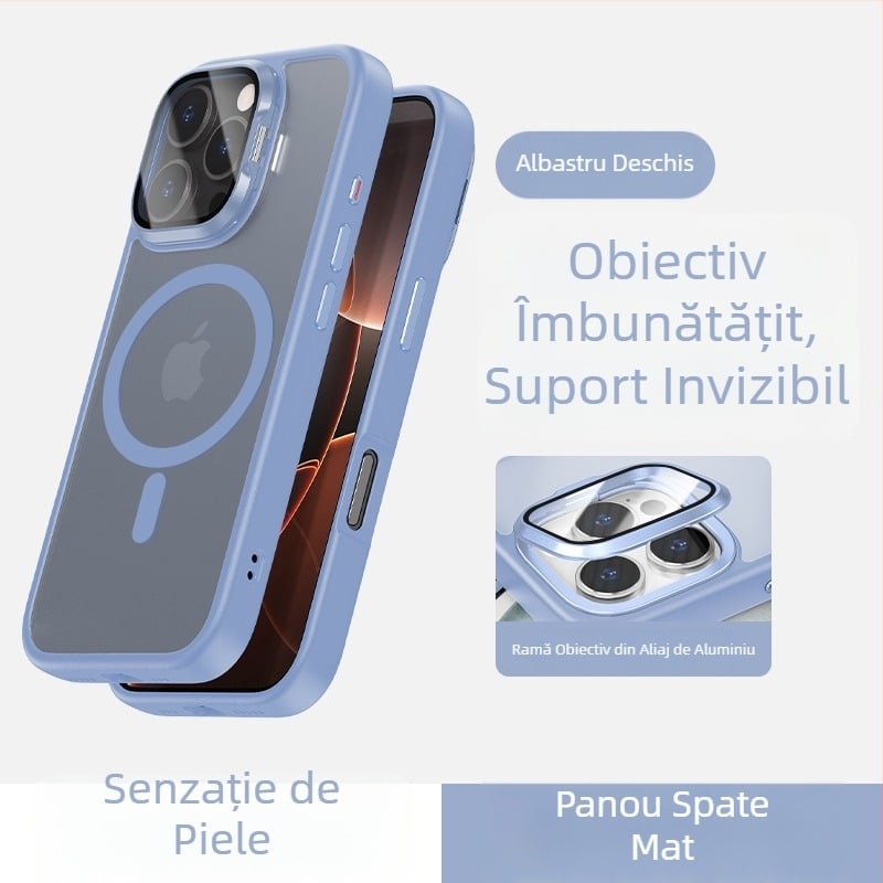 Husă pentru telefon cu suport pentru ochelari, compatibilă cu iPhone 16 – senzație de piele, magnetic, protecție completă, design luxos