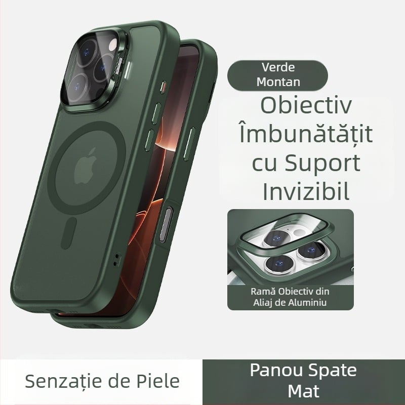 Husă pentru telefon cu suport pentru ochelari, compatibilă cu iPhone 16 – senzație de piele, magnetic, protecție completă, design luxos