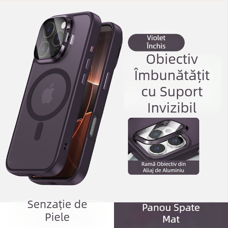 Husă pentru telefon cu suport pentru ochelari, compatibilă cu iPhone 16 – senzație de piele, magnetic, protecție completă, design luxos