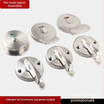 Încuietoare pentru ușa separatorului de toaletă publică cu indicator de ocupare - oțel inoxidabil periat, stil modern minimalist