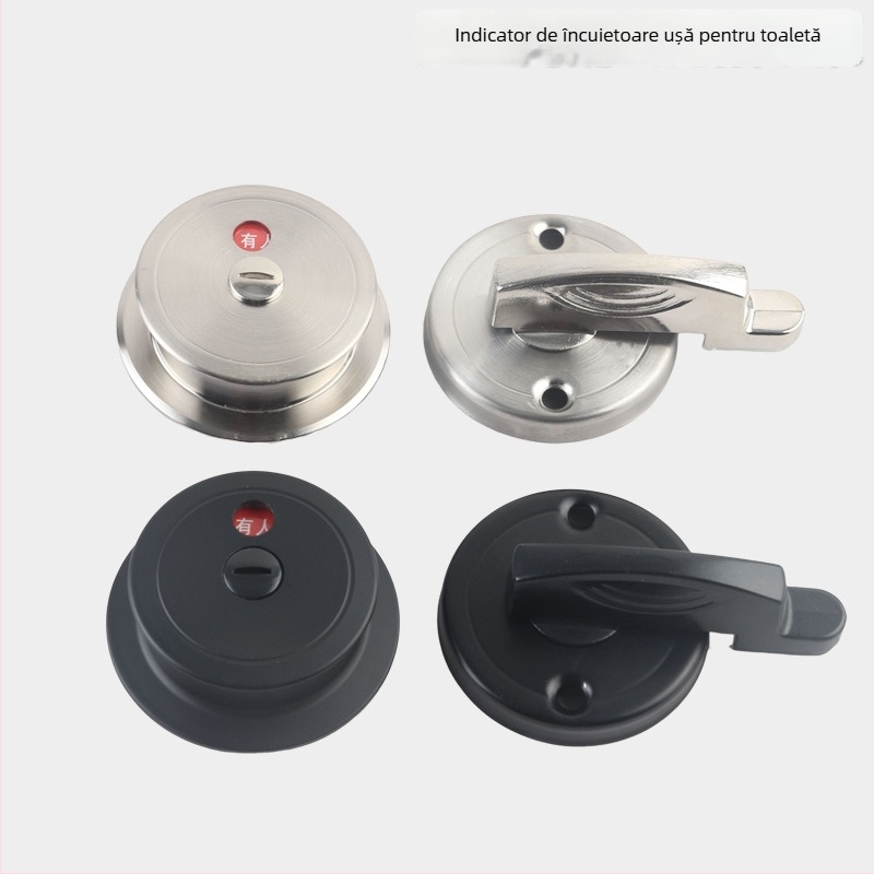 Încuietoare pentru ușa separatorului de toaletă publică cu indicator de ocupare - oțel inoxidabil periat, stil modern minimalist