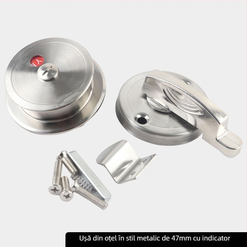 Încuietoare pentru ușa separatorului de toaletă publică cu indicator de ocupare - oțel inoxidabil periat, stil modern minimalist