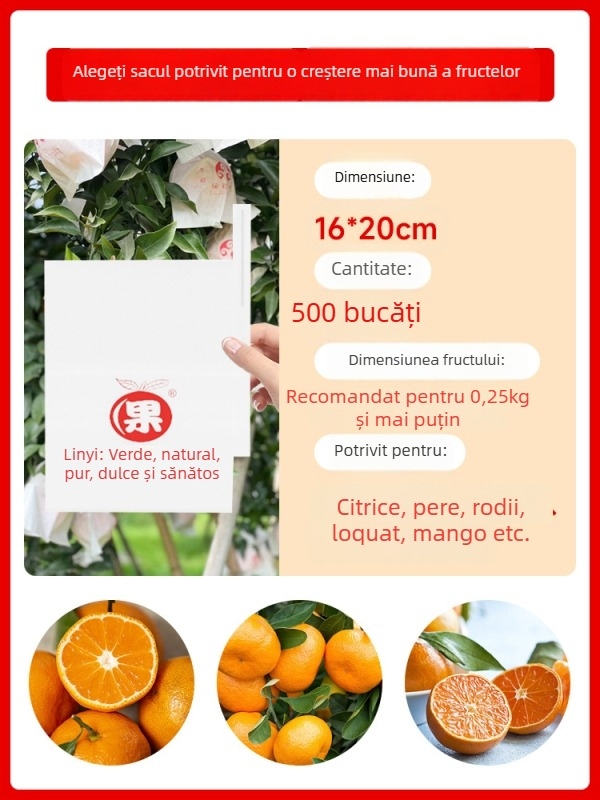 Geantă pentru ambalarea citrice — protecție împotriva insectelor și păsărilor; tip: pungă de plantare/eco/protecție pe pantă; scop: pungă pentru citrice; marcă: Altă; import: Nu