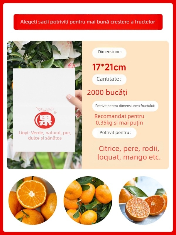 Geantă pentru ambalarea citrice — protecție împotriva insectelor și păsărilor; tip: pungă de plantare/eco/protecție pe pantă; scop: pungă pentru citrice; marcă: Altă; import: Nu