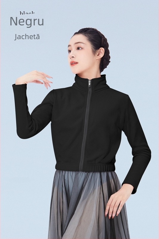 Jachetă de balet pentru femei, iarnă, antrenament în dans modern, țesătură Lycra, 67,7% poliester