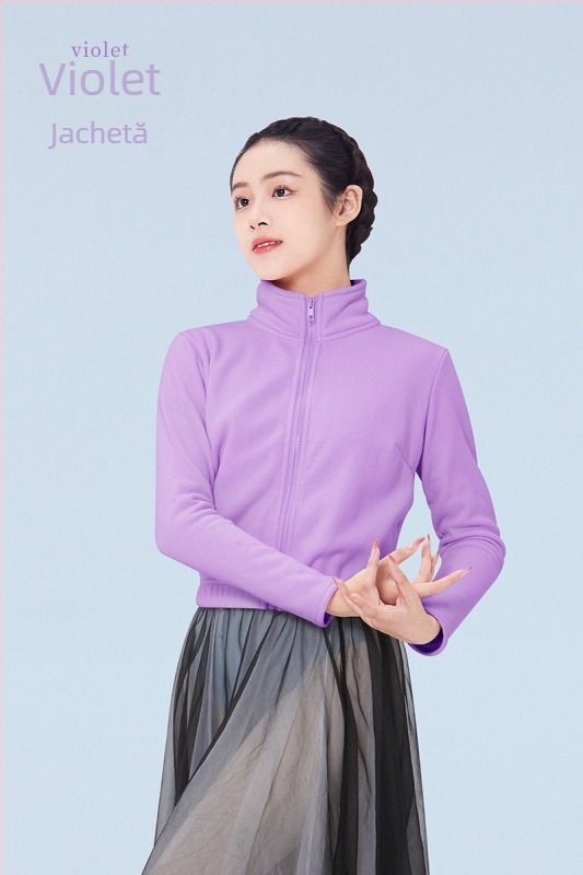 Jachetă de balet pentru femei, iarnă, antrenament în dans modern, țesătură Lycra, 67,7% poliester