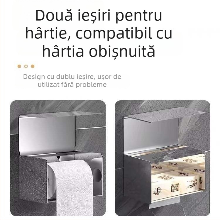 Suport pentru șervețele din oțel inoxidabil 304, pătrat, finisaj lucios, stil modern minimalist