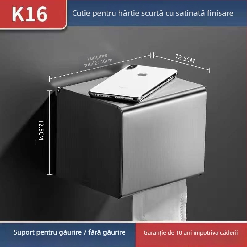 Suport pentru șervețele din oțel inoxidabil 304, pătrat, finisaj lucios, stil modern minimalist