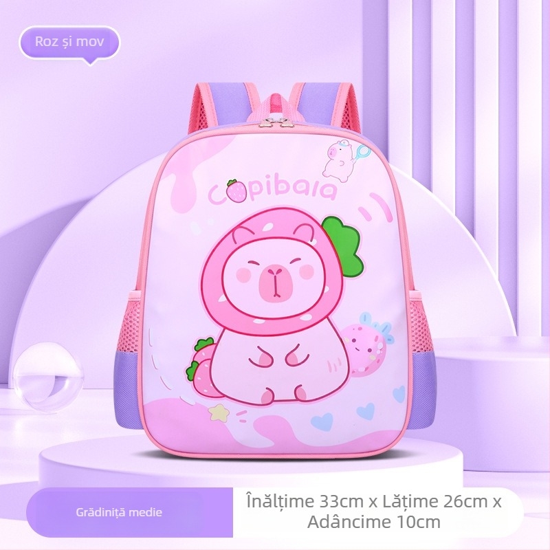 Ghiozdan școlar pentru fete, din PU, impermeabil, ultraușor, design ergonomic de reducere a încărcăturii, curea de umăr curbată