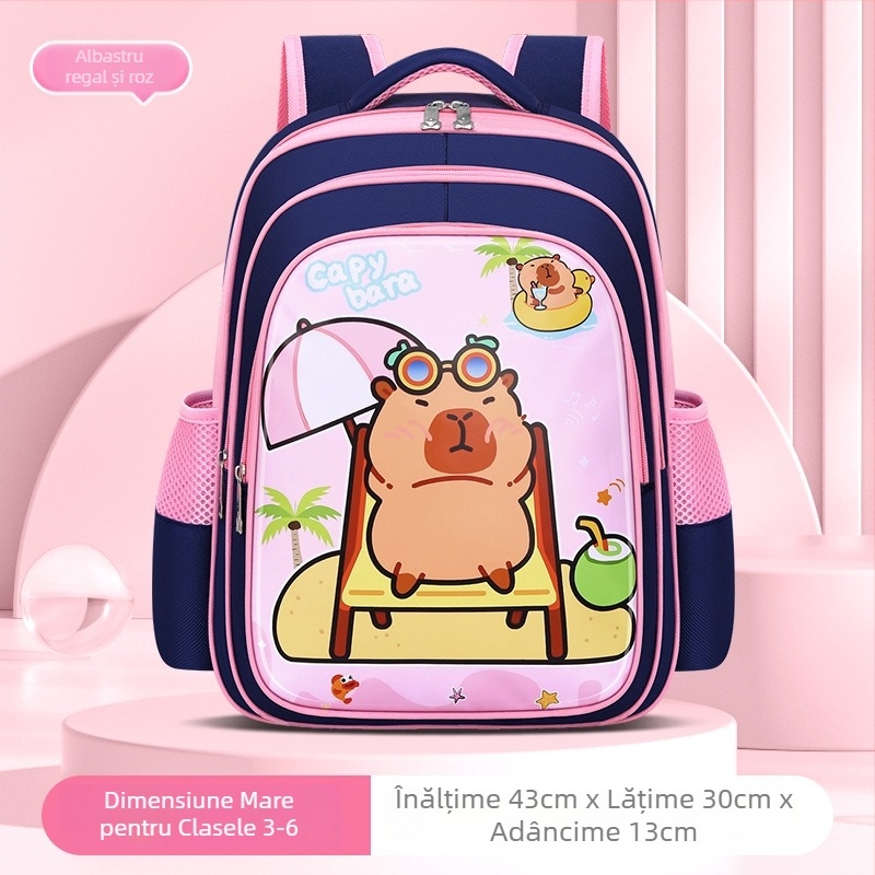 Ghiozdan școlar pentru fete, din PU, impermeabil, ultraușor, design ergonomic de reducere a încărcăturii, curea de umăr curbată