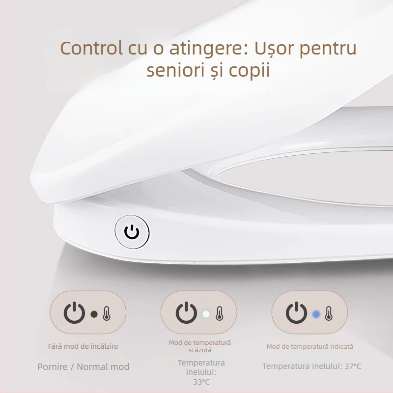 Scaun de toaletă încălzit, control inteligent al temperaturii, duză auto-curățabilă, spălare pentru fese și zonele feminine, model MGC1, material PP, construcție tip divizat, spălare prin sifon