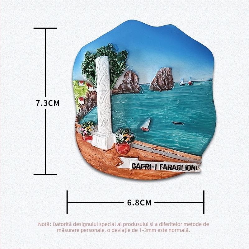 Sticker de frigider din rășină – atracții pitorești inspirate de Italia, stil minimalist modern, suvenir de călătorie