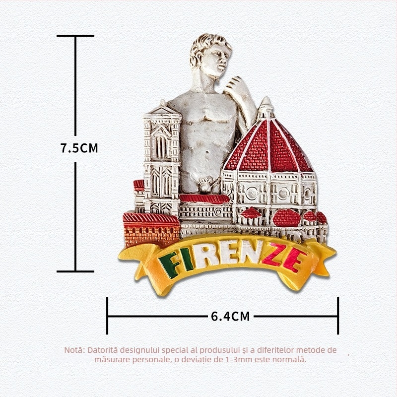 Sticker de frigider din rășină – atracții pitorești inspirate de Italia, stil minimalist modern, suvenir de călătorie