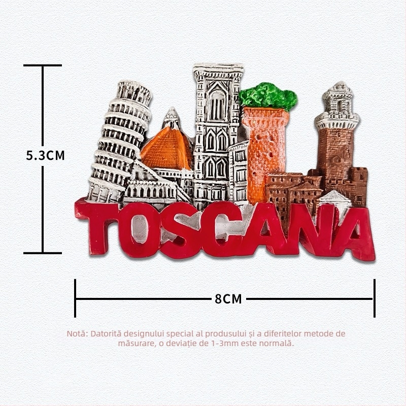 Sticker de frigider din rășină – atracții pitorești inspirate de Italia, stil minimalist modern, suvenir de călătorie