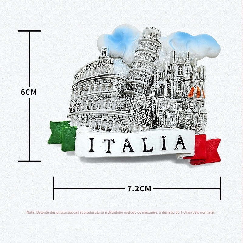 Sticker de frigider din rășină – atracții pitorești inspirate de Italia, stil minimalist modern, suvenir de călătorie