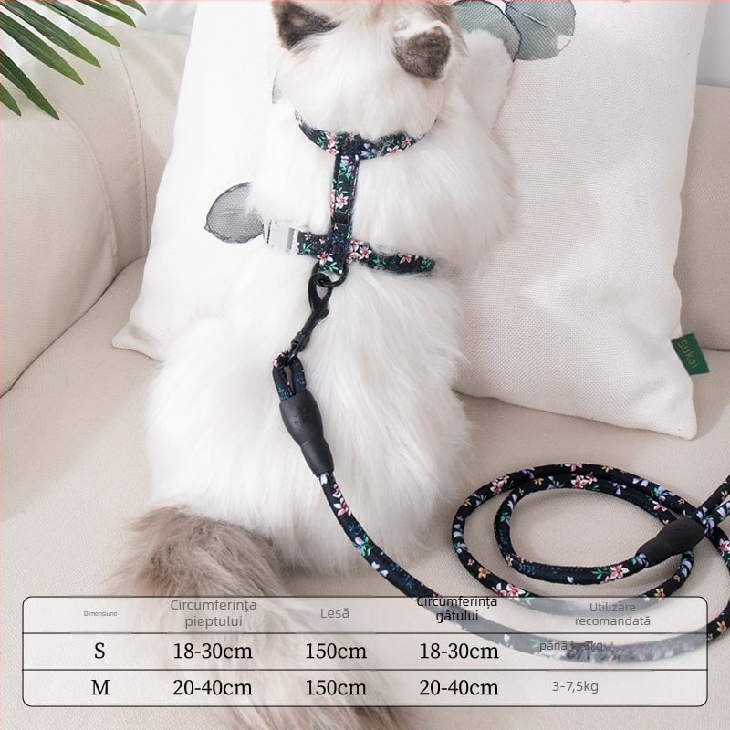 Lesă și ham pentru plimbare cu pisici — anti-ruptură, pandantiv din plastic, lanțuri și frânghii pentru animale de companie