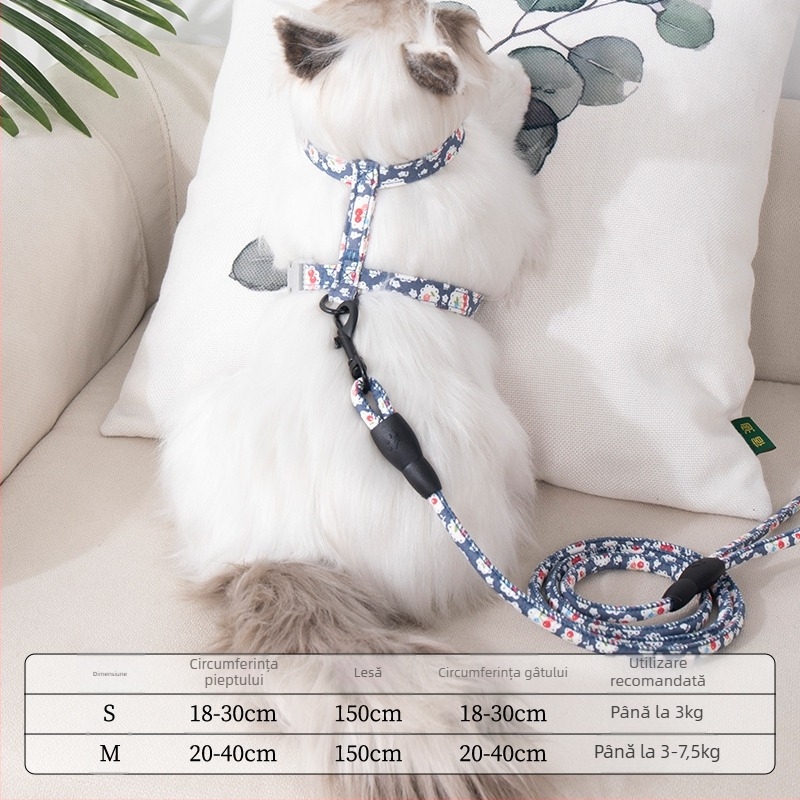 Lesă și ham pentru plimbare cu pisici — anti-ruptură, pandantiv din plastic, lanțuri și frânghii pentru animale de companie